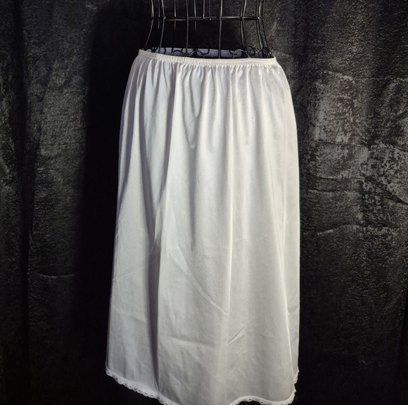 Vintage Vanity Fair White Midi Slip Skirt with Lace Hem - Picture 3 of 4